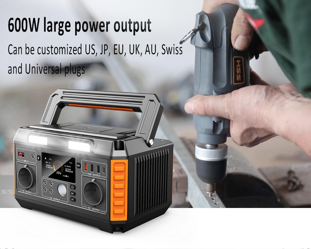 Trạm phát điện pin di động 600w loại phích cắm tùy chỉnh
