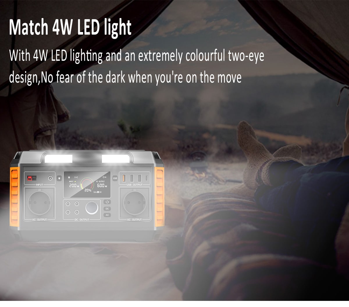 Trạm phát điện pin di động 600w có đèn LED