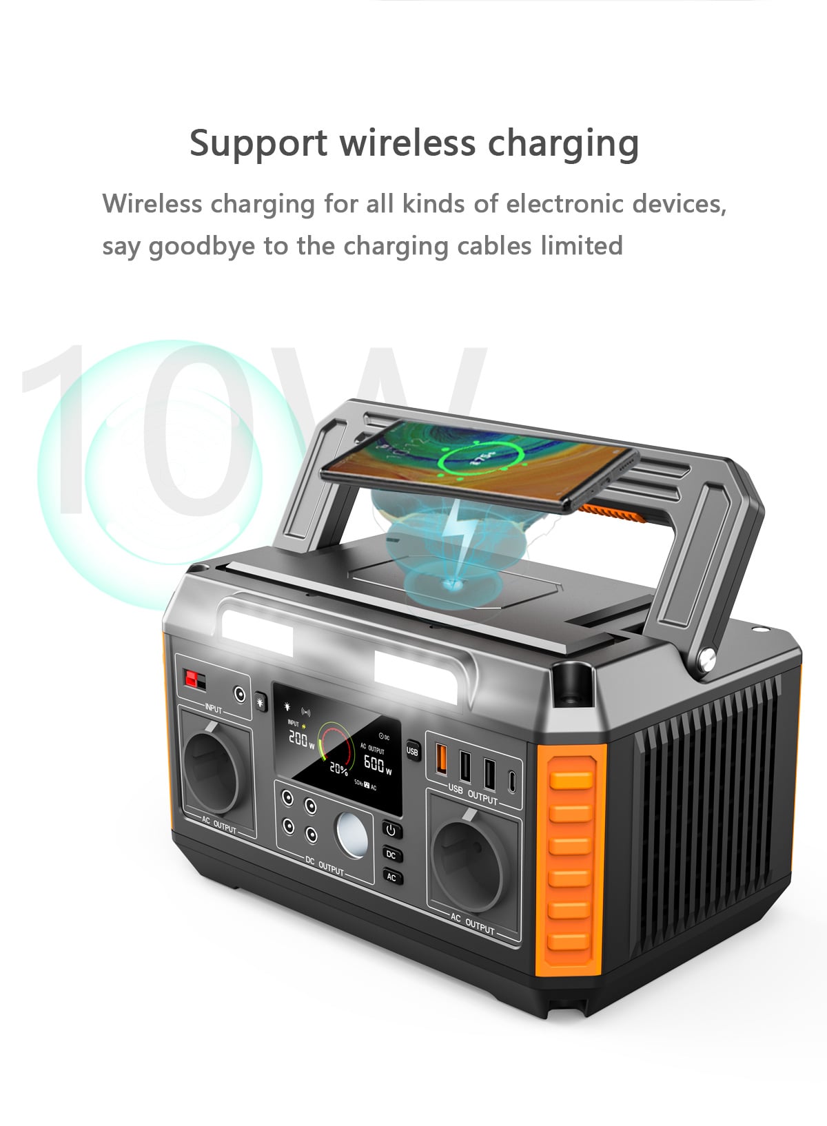 Trạm phát điện di động 600W sạc không dây